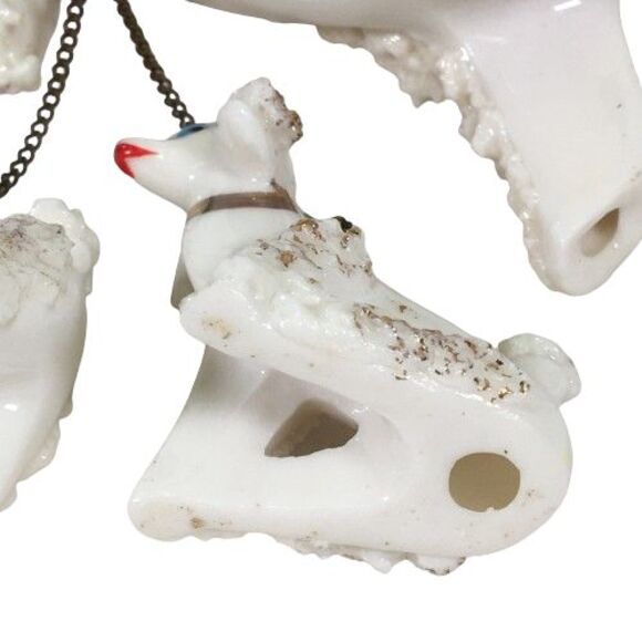 Vintage Spaghetti Poodle Dog Mother w/Two Babies Puppies on Chain Blue Pink Hat - Picture 11 of 16